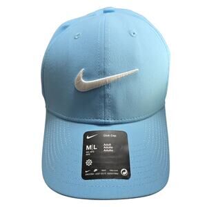 Nike Dri-FIT Club Structured Swoosh Unisex Strapback Hat M/L Light Blue OSFM Cap